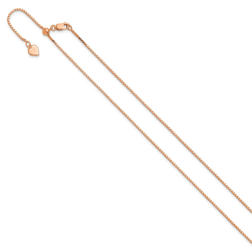 30 Inch Sterling Silver Rose Gold-Plated Adjustable 1.1mm Box Chain Necklace