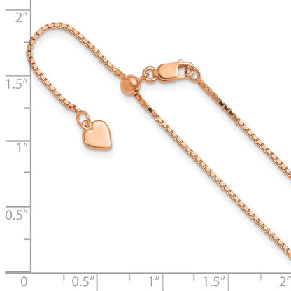 30 Inch Sterling Silver Rose Gold-Plated Adjustable 1.1mm Box Chain Necklace