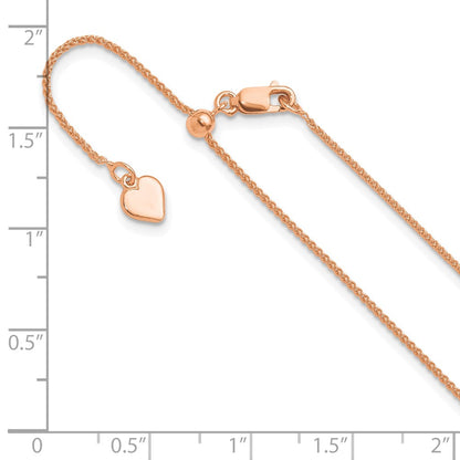 22 Inch Sterling Silver Rose Gold-Plated Adjustable 1mm Spiga Chain Necklace