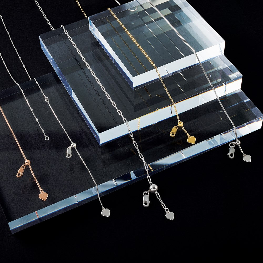 22 Inch Sterling Silver Gold-Plated Adjustable 1.4mm Cable Chain Necklace