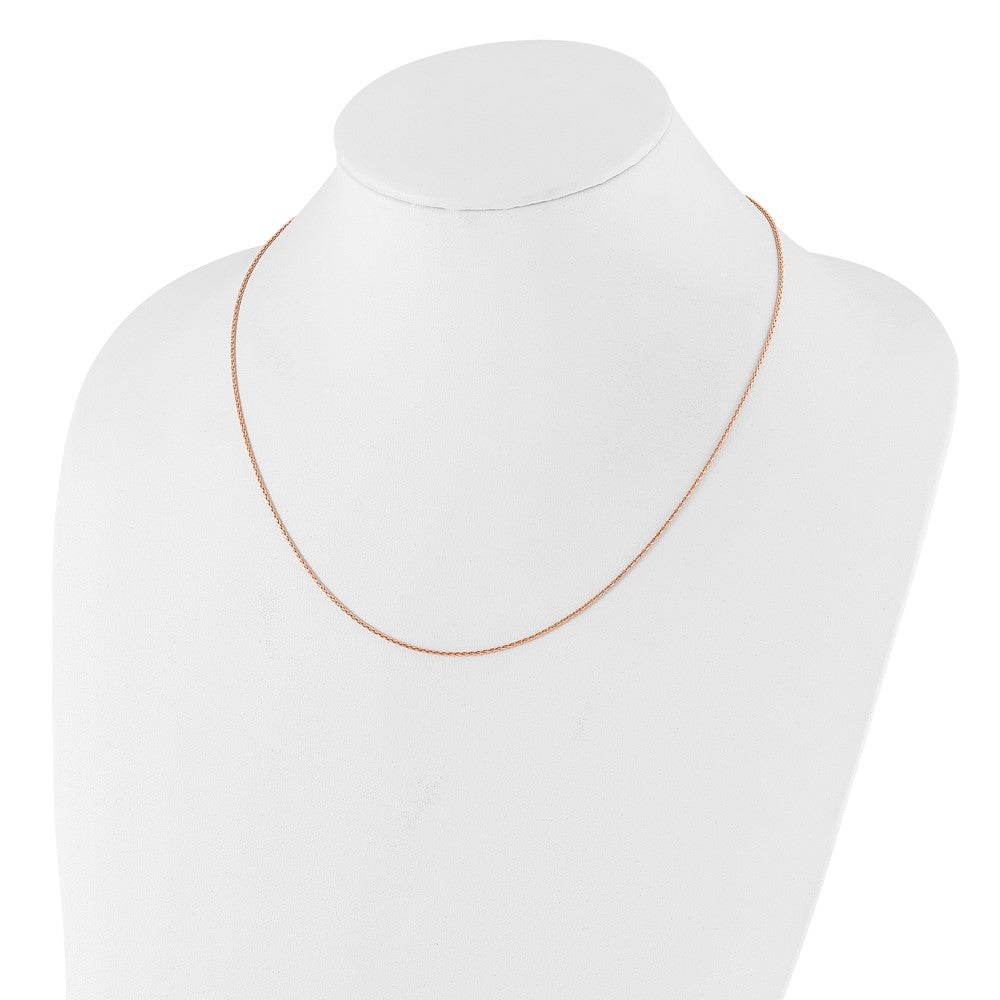 22 Inch Sterling Silver Rose Gold-Plated Adjustable 1.1mm D/C Spiga Chain Necklace