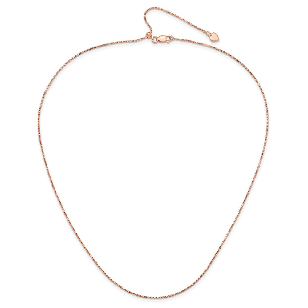 22 Inch Sterling Silver Rose Gold-Plated Adjustable 1.1mm D/C Spiga Chain Necklace