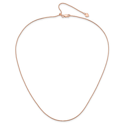 30 Inch Sterling Silver Rose Gold-Plated Adjustable 1.1mm D/C Spiga Chain Necklace