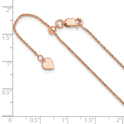 22 Inch Sterling Silver Rose Gold-Plated Adjustable 1.1mm D/C Spiga Chain Necklace