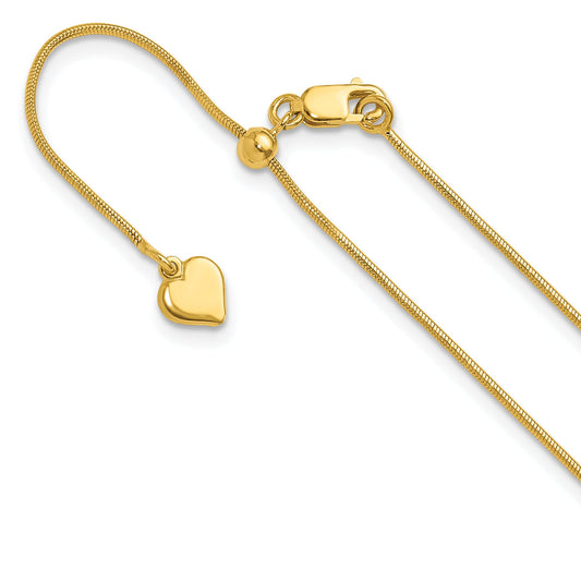 22 Inch Sterling Silver Gold-Plated Adjustable .95mm Snake Chain