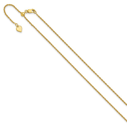 22 Inch Gold Plated Sterling Silver Adjustable 1.35mm Loose Rope Chain Necklace
