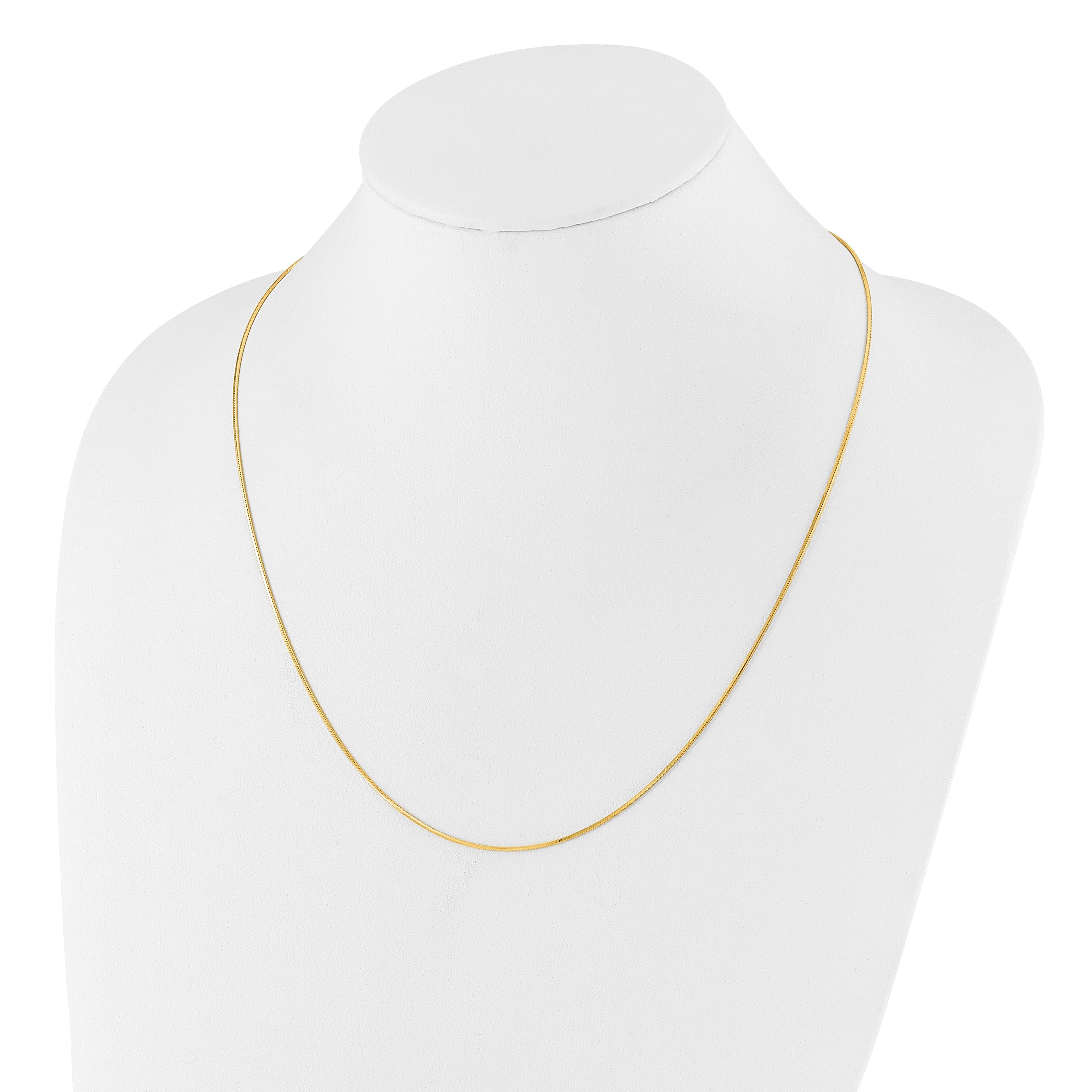 22 Inch Gold Plated Sterling Silver Adjustable 1mm D/C Square Snake Chain Necklace