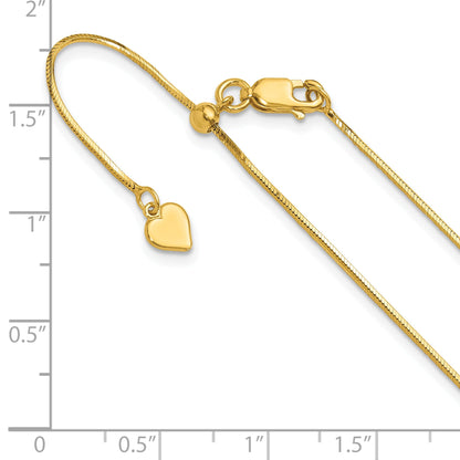 22 Inch Gold Plated Sterling Silver Adjustable 1mm D/C Square Snake Chain Necklace