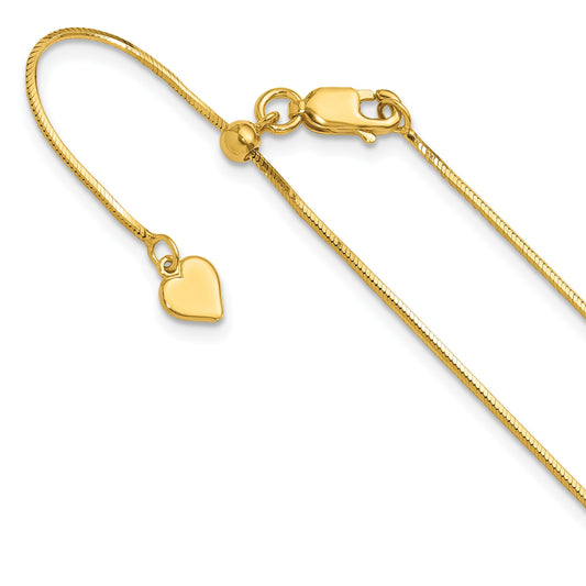 22 Inch Gold Plated Sterling Silver Adjustable 1mm D/C Square Snake Chain Necklace