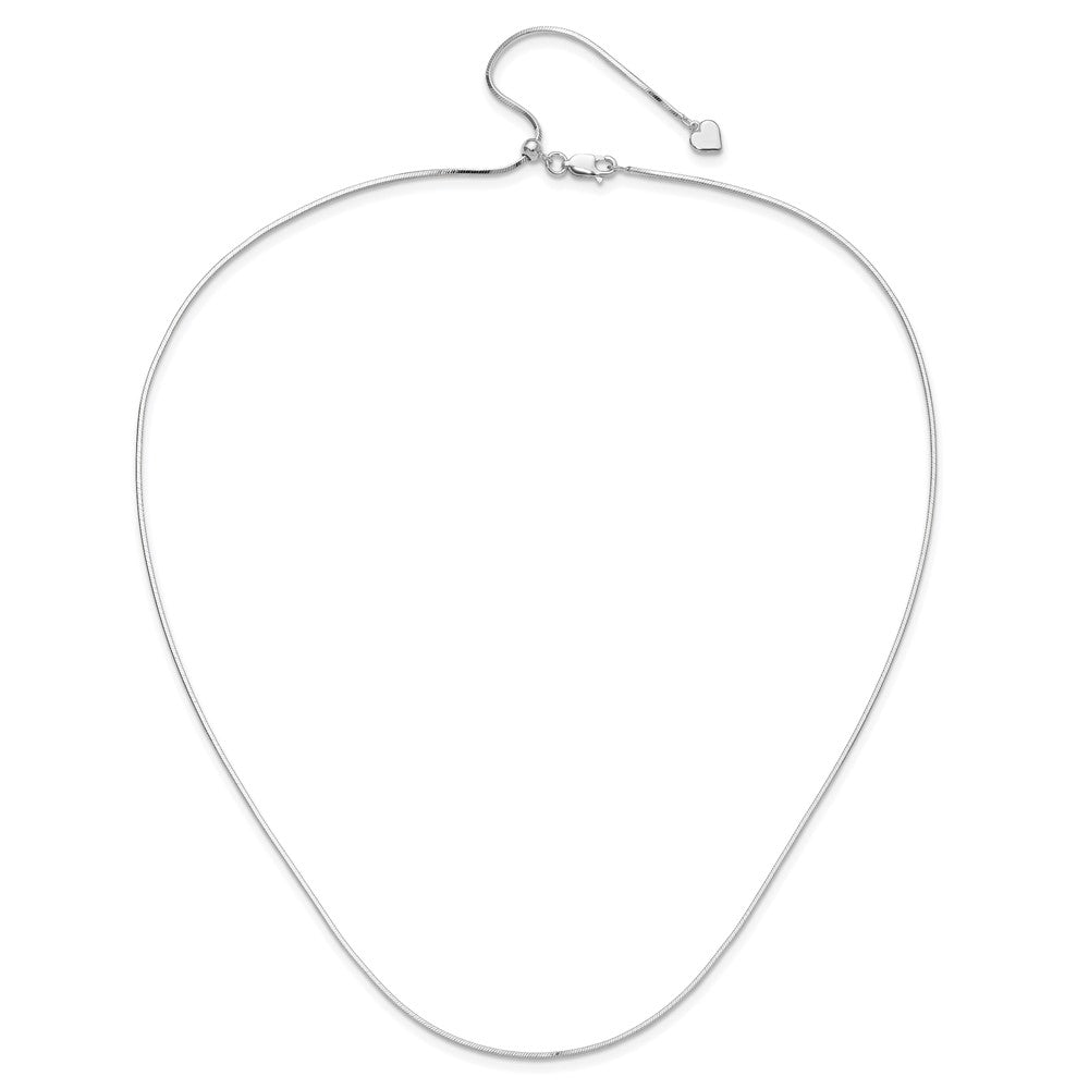 22 Inch Sterling Silver Rh Plt Adjustable 1.2mm D/C Square Snake Chain Necklace