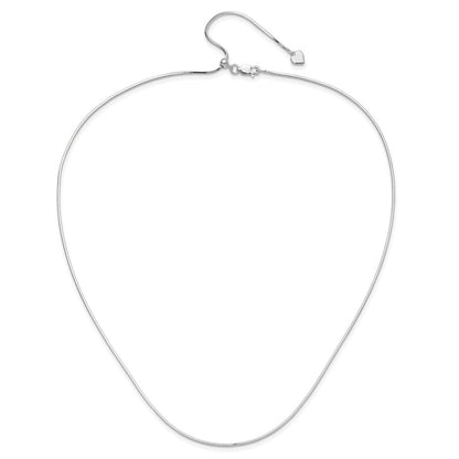 22 Inch Sterling Silver Rh Plt Adjustable 1.2mm D/C Square Snake Chain Necklace