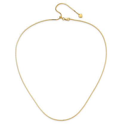 Gold Plated Sterling Silver Adjustable 1.2mm D/C Square Snake Chai