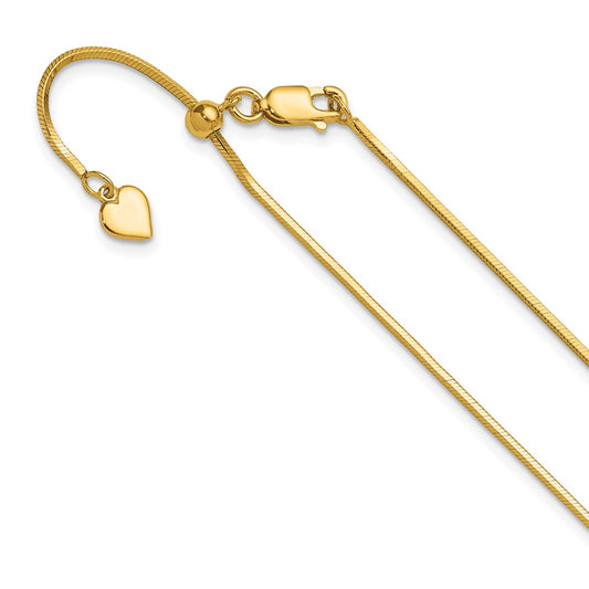 Gold Plated Sterling Silver Adjustable 1.2mm D/C Square Snake Chai