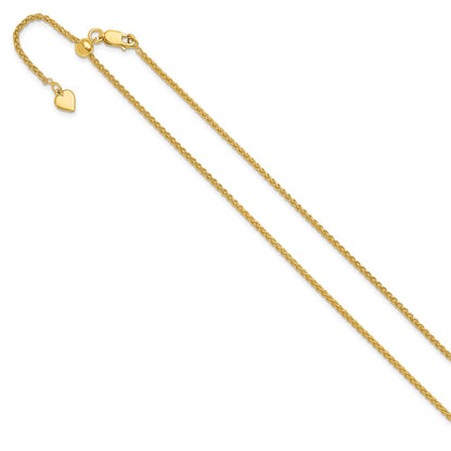 22 Inch Gold Plated Sterling Silver Adjustable 1.6mm Spiga Chain Necklace