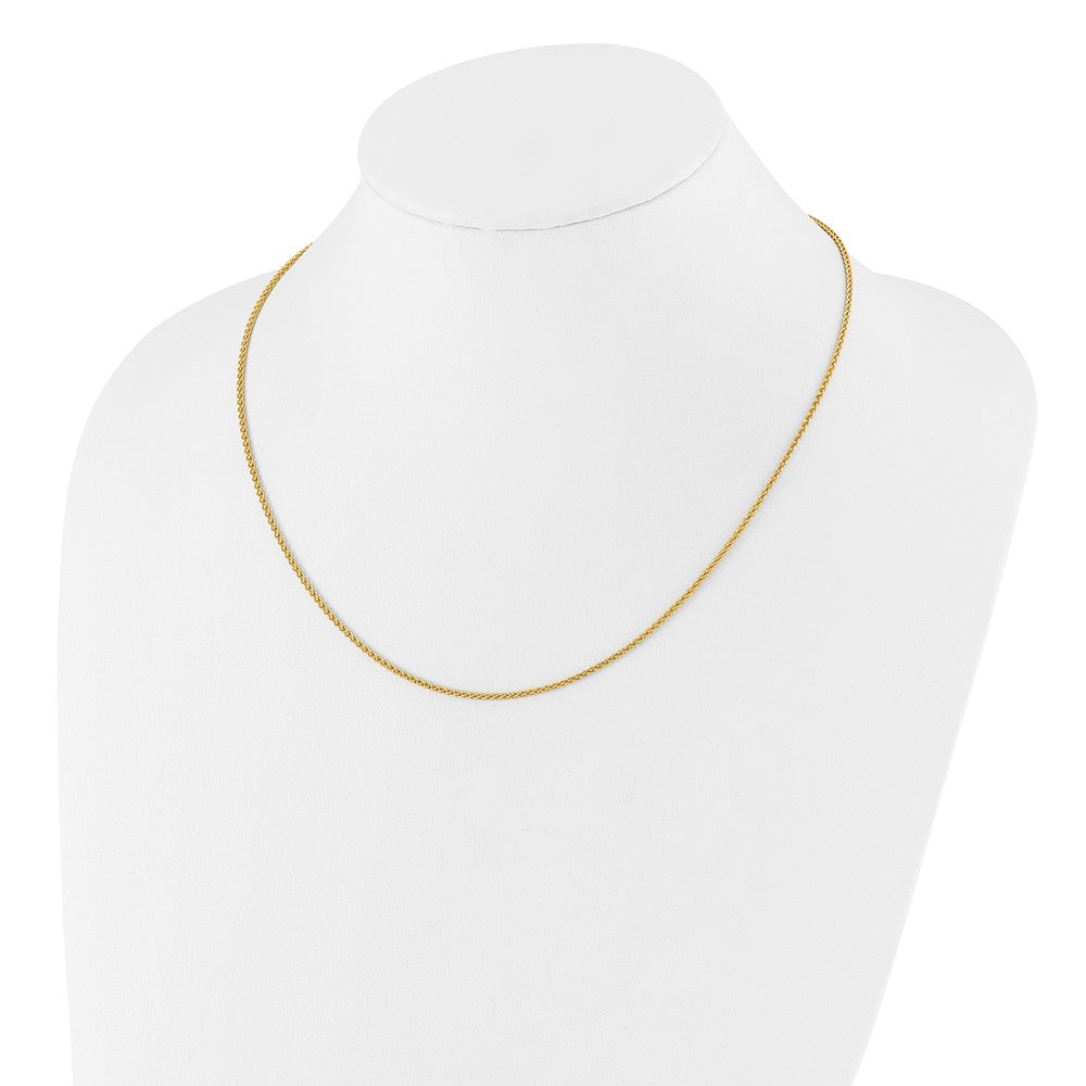 22 Inch Gold Plated Sterling Silver Adjustable 1.6mm Spiga Chain Necklace