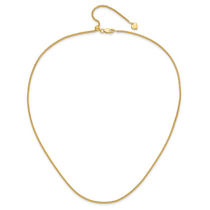 22 Inch Gold Plated Sterling Silver Adjustable 1.6mm Spiga Chain Necklace