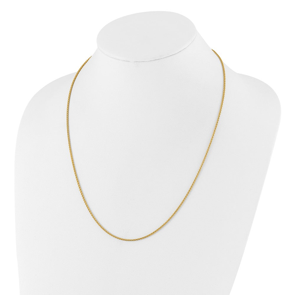 22 Inch Gold Plated Sterling Silver Adjustable 1.6mm Spiga Chain Necklace