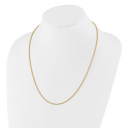 22 Inch Gold Plated Sterling Silver Adjustable 1.6mm Spiga Chain Necklace