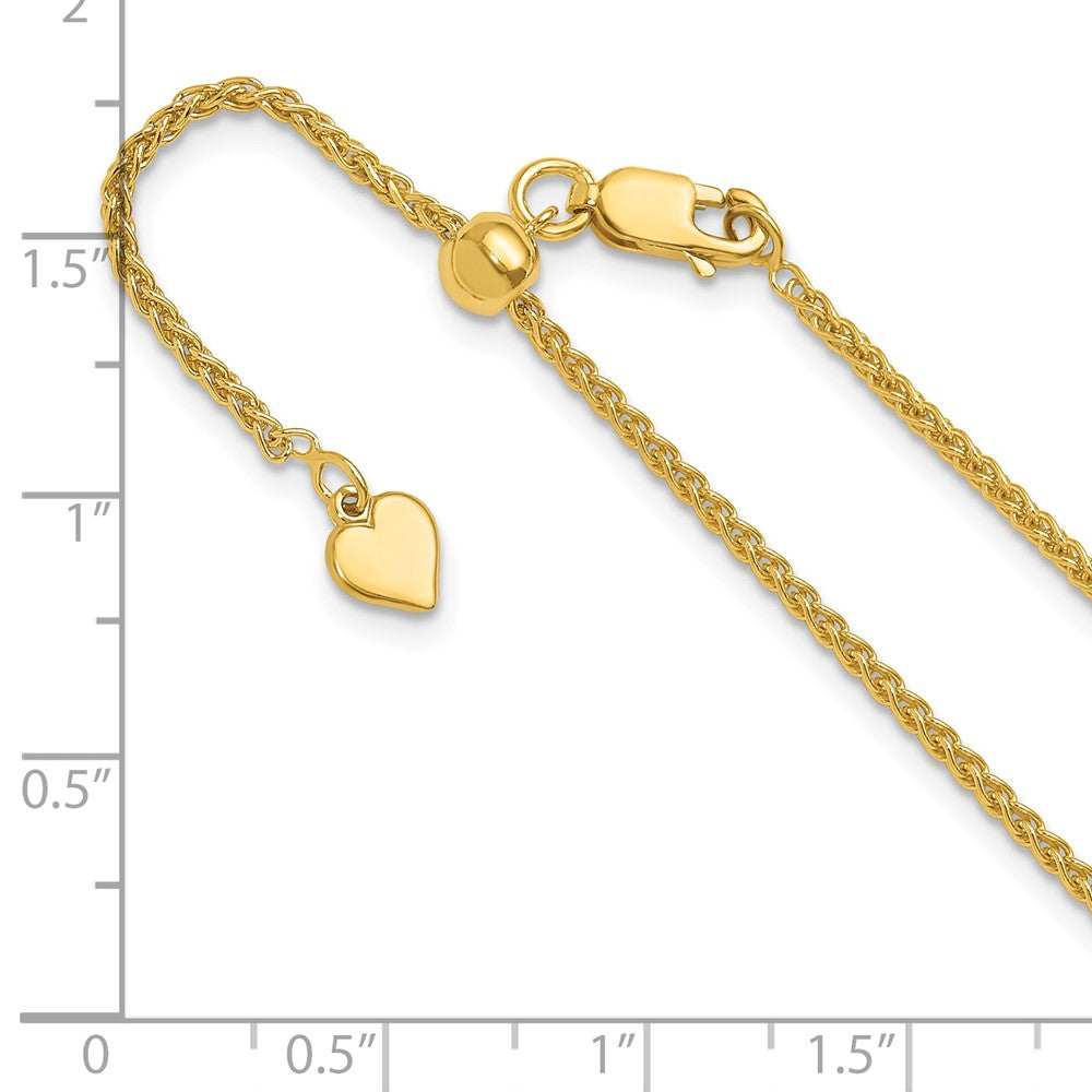 22 Inch Gold Plated Sterling Silver Adjustable 1.6mm Spiga Chain Necklace