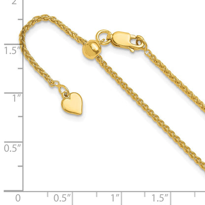 22 Inch Gold Plated Sterling Silver Adjustable 1.6mm Spiga Chain Necklace