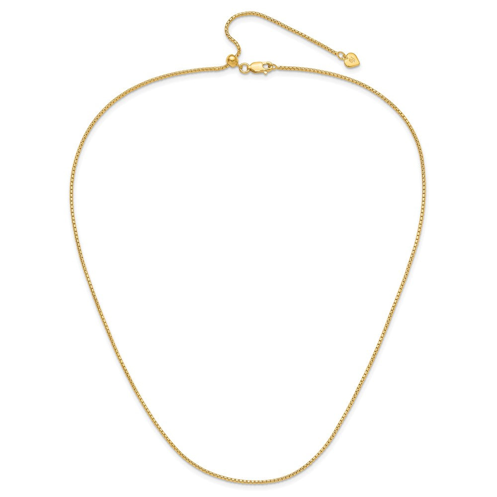 22 Inch Gold Plated Sterling Silver Adjustable 1.25mm Round Box Chain Necklace