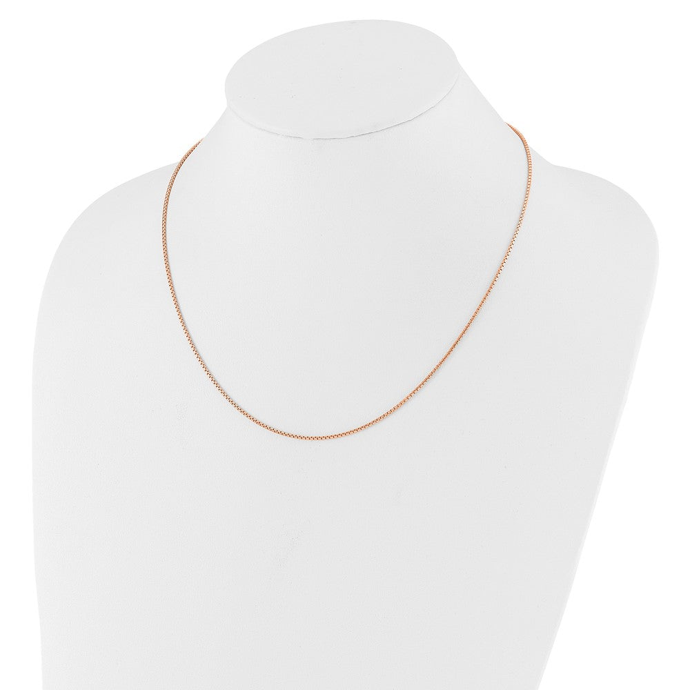 22 Inch Rose Plated Sterling Silver Gold Adjustable 1.25mm Round Box Chain Necklace