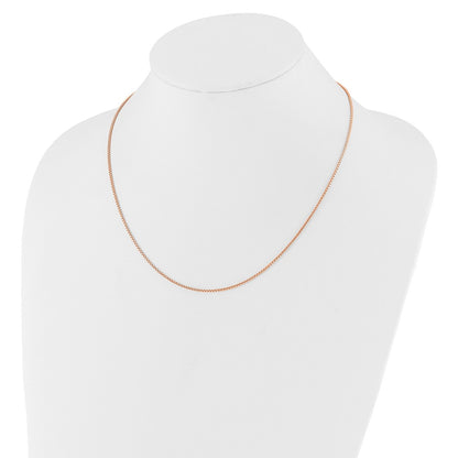 22 Inch Rose Plated Sterling Silver Gold Adjustable 1.25mm Round Box Chain Necklace