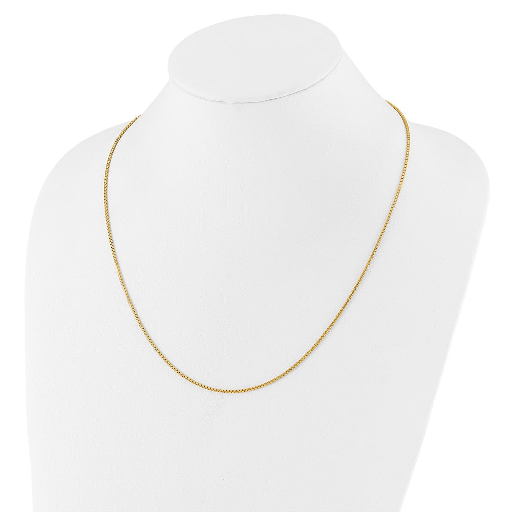 22 Inch Gold Plated Sterling Silver Adjustable 1.5mm Round Box Chain Necklace