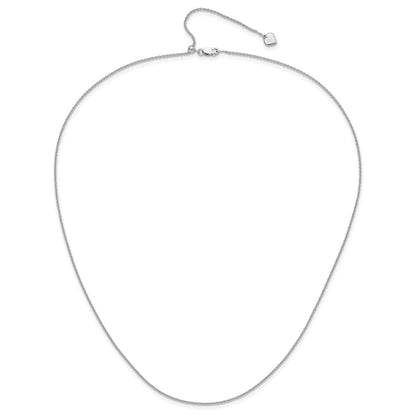 22 Inch Sterling Silver Rh Plated Adjustable 1.3mm Rolo Chain Necklace