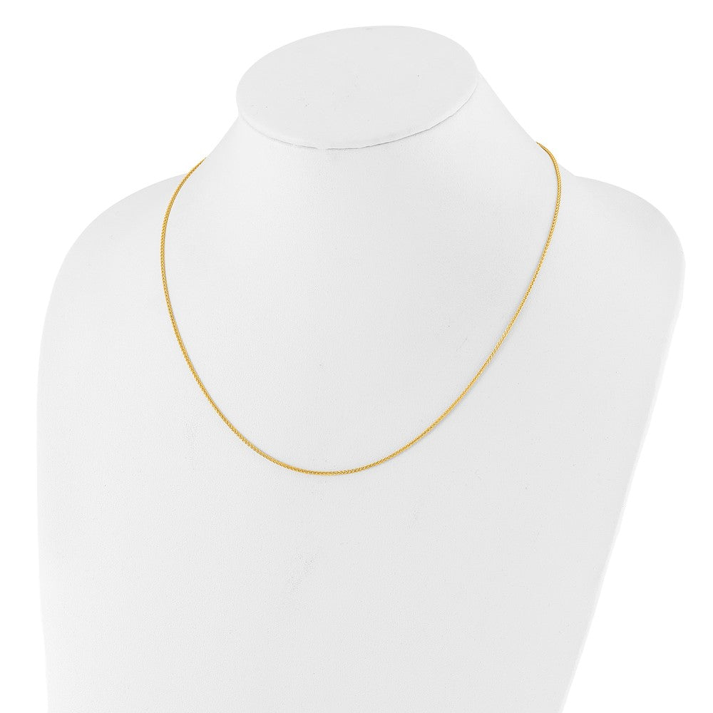 22 Inch Sterling Silver Adjustable Gold-Plated 1.3mm Spiga Chain Necklace