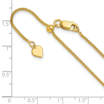 22 Inch Sterling Silver Adjustable Gold-Plated 1.3mm Spiga Chain Necklace