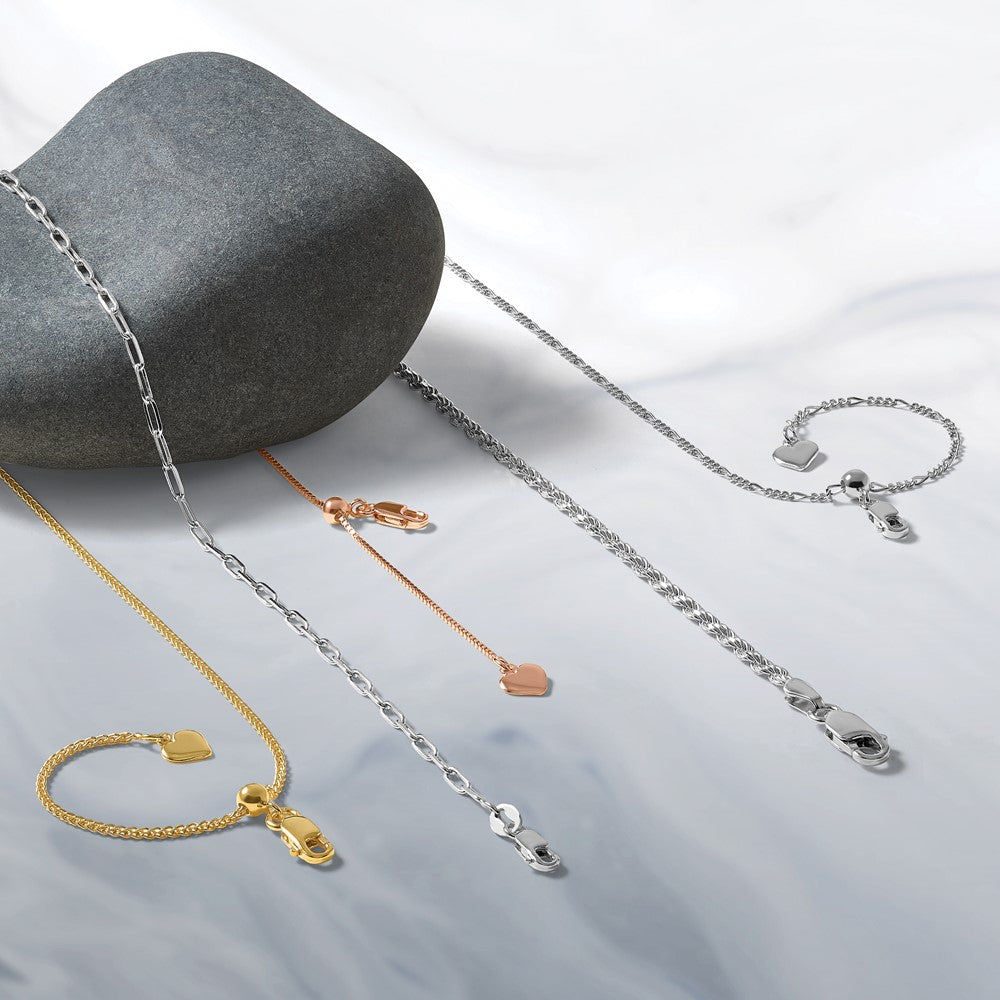 22 Inch Sterling Silver Adjustable Gold-Plated 1.3mm Spiga Chain Necklace