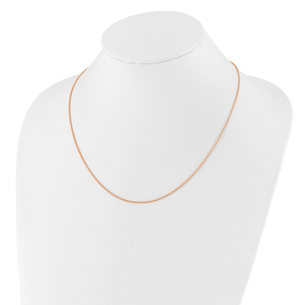 22 Inch Sterling Silver Adjustable Rose Gold-Plated 1.3mm Spiga Chain Necklace