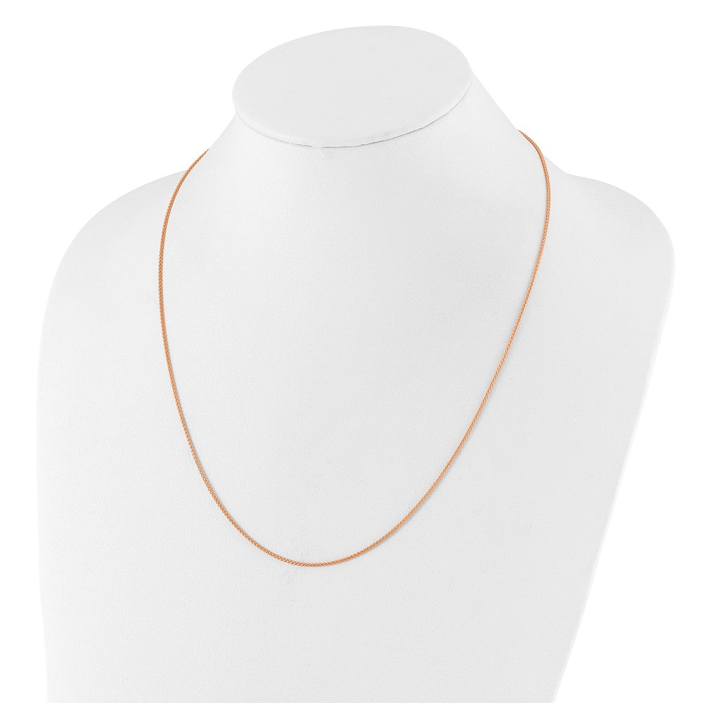 30 Inch Sterling Silver Adjustable Rose Gold-Plated 1.3mm Spiga Chain Necklace