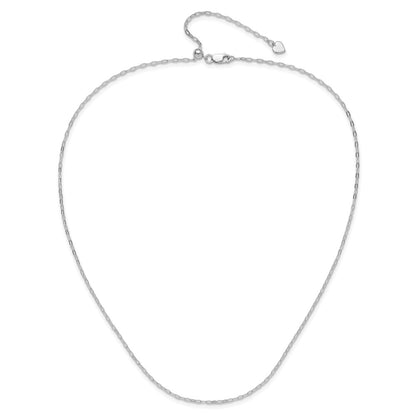 22 Inch Sterling Silver Rh Plated Adjustable 2mm Flat Oval Chain Necklace