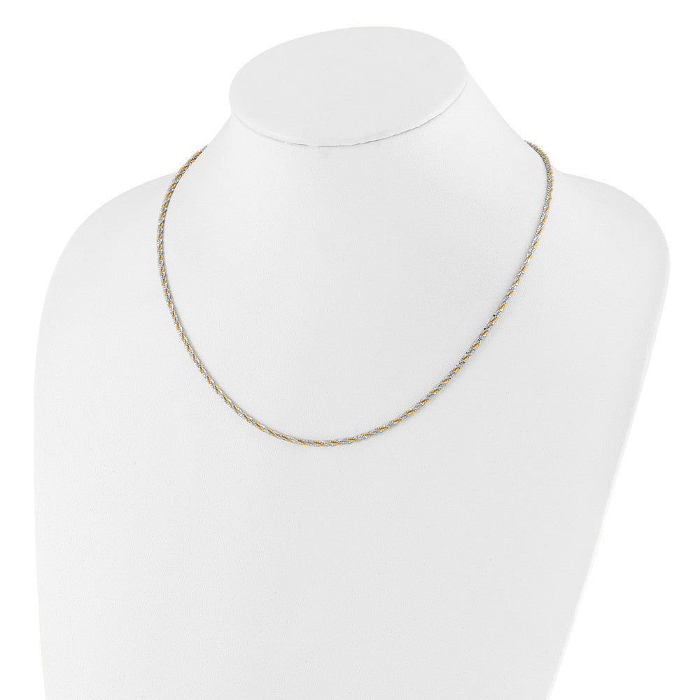 22 Inch Sterling Silver W/Gold-Tone Adjustable 2mm Cyclone Chain Necklace