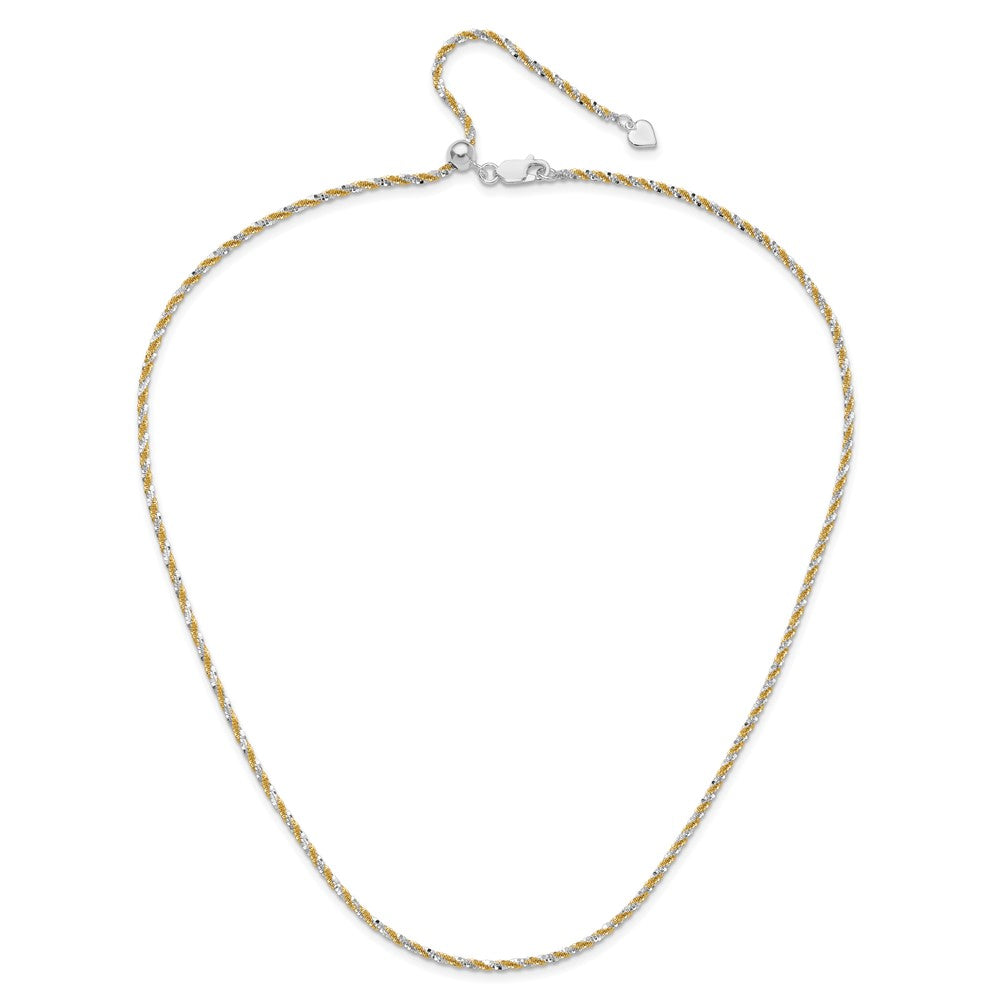 3 Inch Sterling Silver Gold Tone Adjustable 2mm Cyclone Chain Necklace