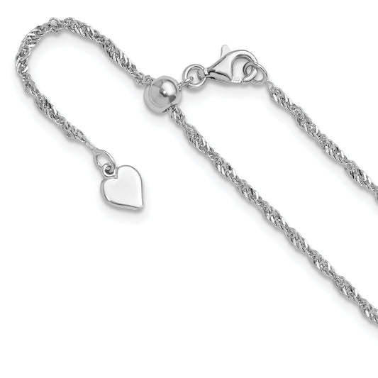 22 Inch Sterling Silver Adjustable 1.6mm Singapore Chain