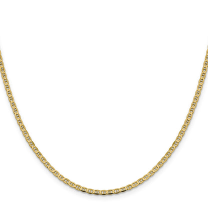 14K Yellow Gold 24 Inch 2.4mm Concave Anchor With Lobster Clasp Chain Necklace
