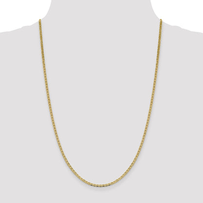 14K Yellow Gold 24 Inch 2.4mm Concave Anchor With Lobster Clasp Chain Necklace