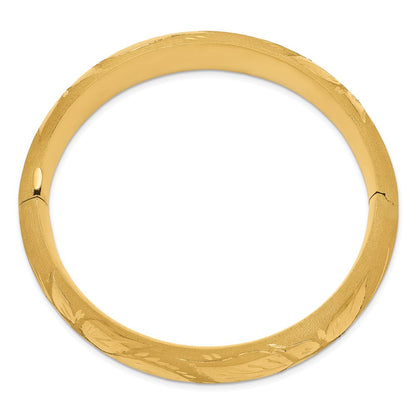 8 Inch 14K 11/16 Oversize Florentine Engraved Hinged Bangle Bracelet