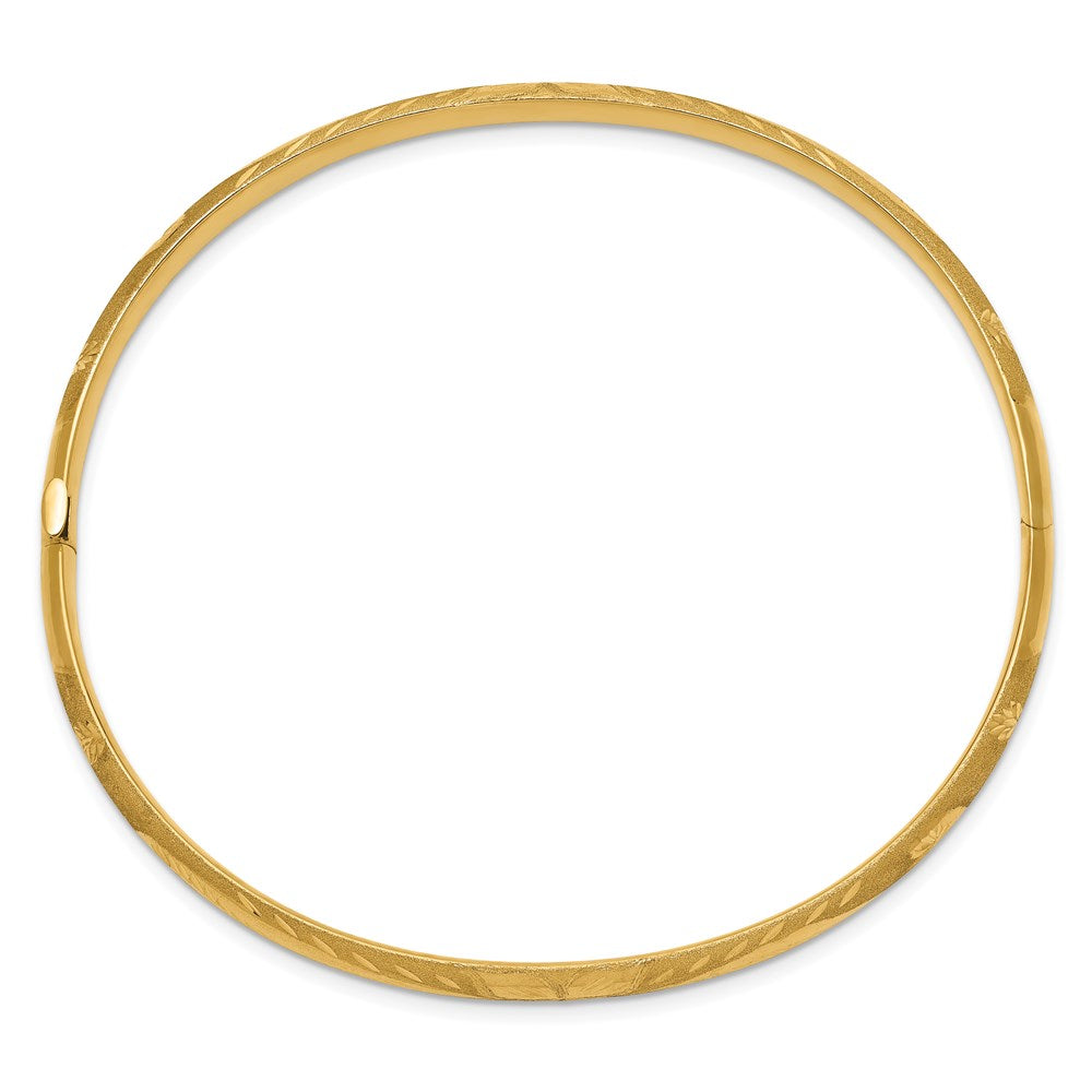 7.75 Inch 14K 3/16 Florentine Engraved Hinged Bangle Bracelet