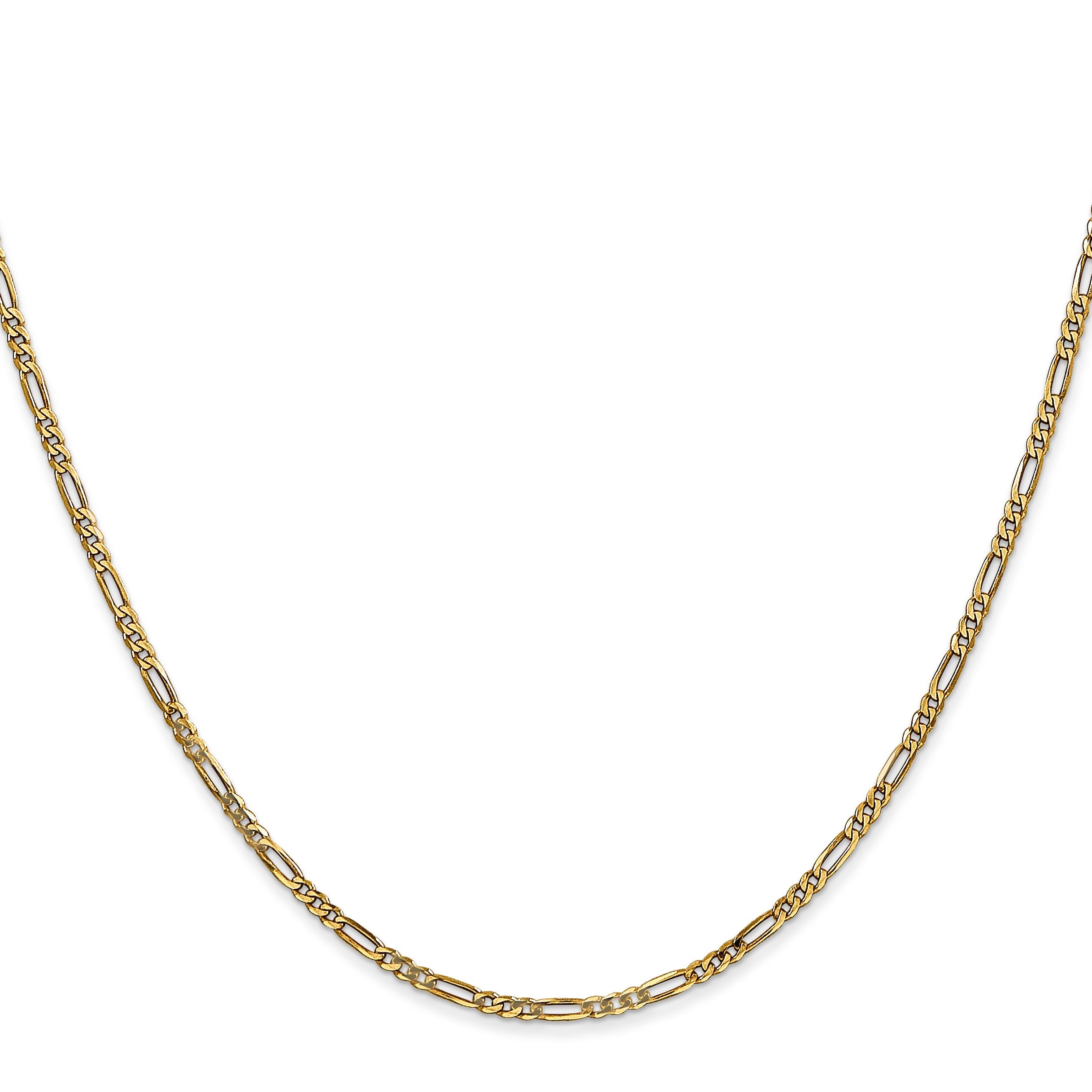 14K Yellow Gold 20 Inch 1.8mm Flat Figaro With Lobster Clasp Chain Necklace