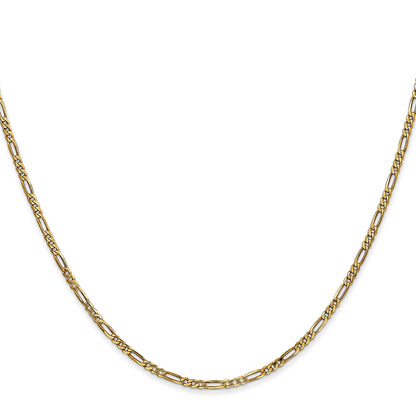 14K Yellow Gold 20 Inch 1.8mm Flat Figaro With Lobster Clasp Chain Necklace