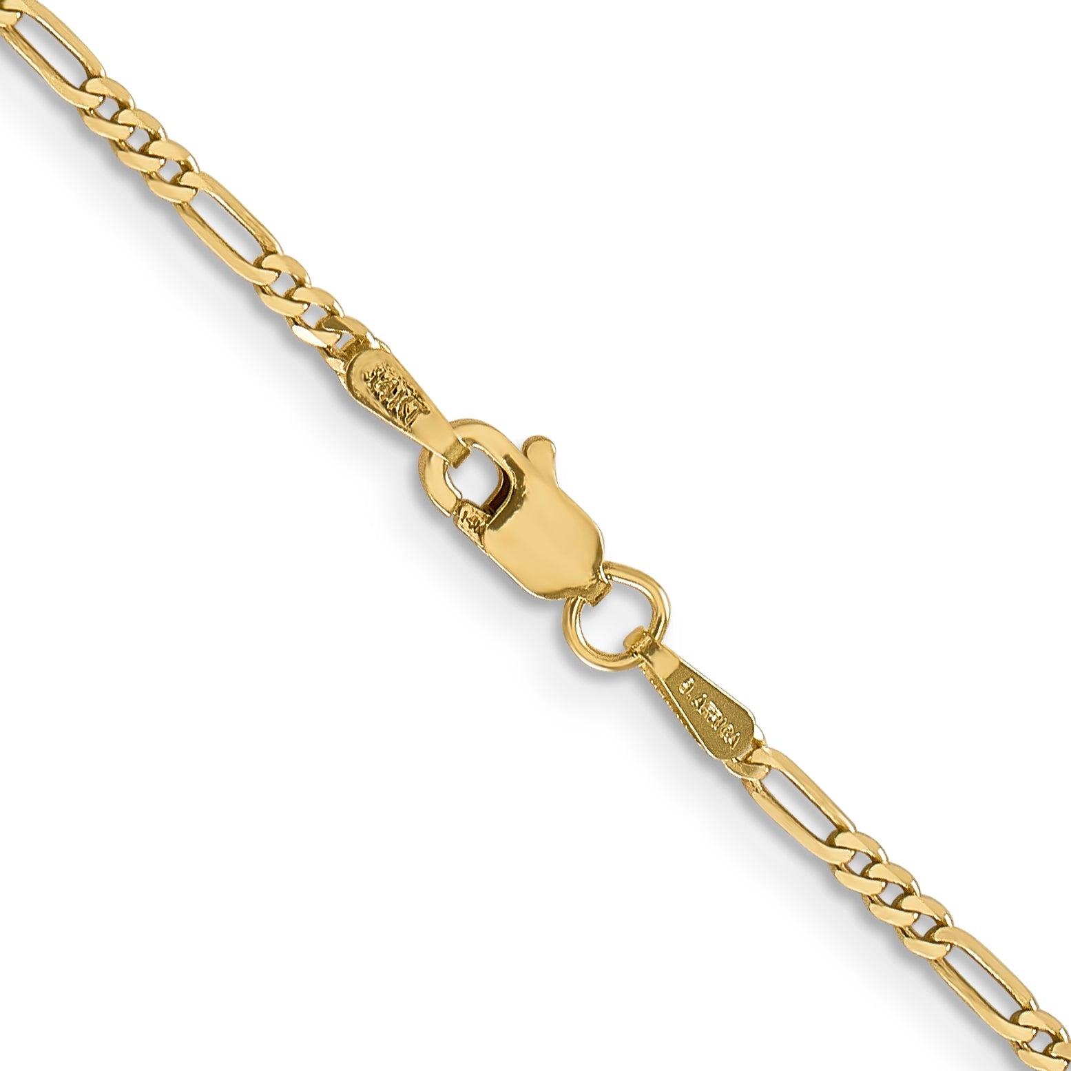 14K Yellow Gold 18 Inch 1.8mm Flat Figaro With Lobster Clasp Chain Necklace