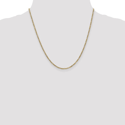 14K Yellow Gold 20 Inch 1.8mm Flat Figaro With Lobster Clasp Chain Necklace