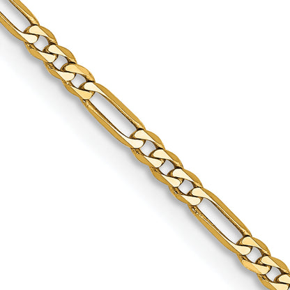 14K Yellow Gold 22 Inch 1.8mm Flat Figaro With Lobster Clasp Chain Necklace