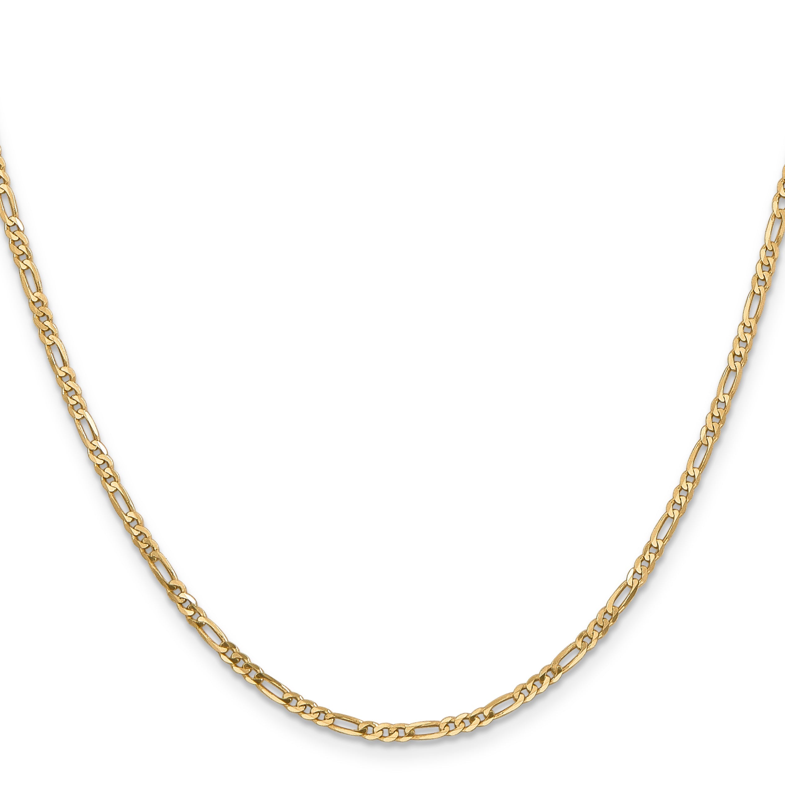 14K Yellow Gold 20 Inch 2.25mm Flat Figaro With Lobster Clasp Chain Necklace