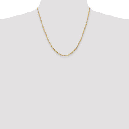 14K Yellow Gold 20 Inch 2.25mm Flat Figaro With Lobster Clasp Chain Necklace
