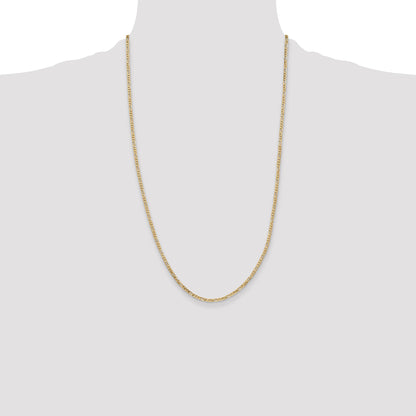 14K Yellow Gold 26 Inch 2.25mm Flat Figaro With Lobster Clasp Chain Necklace